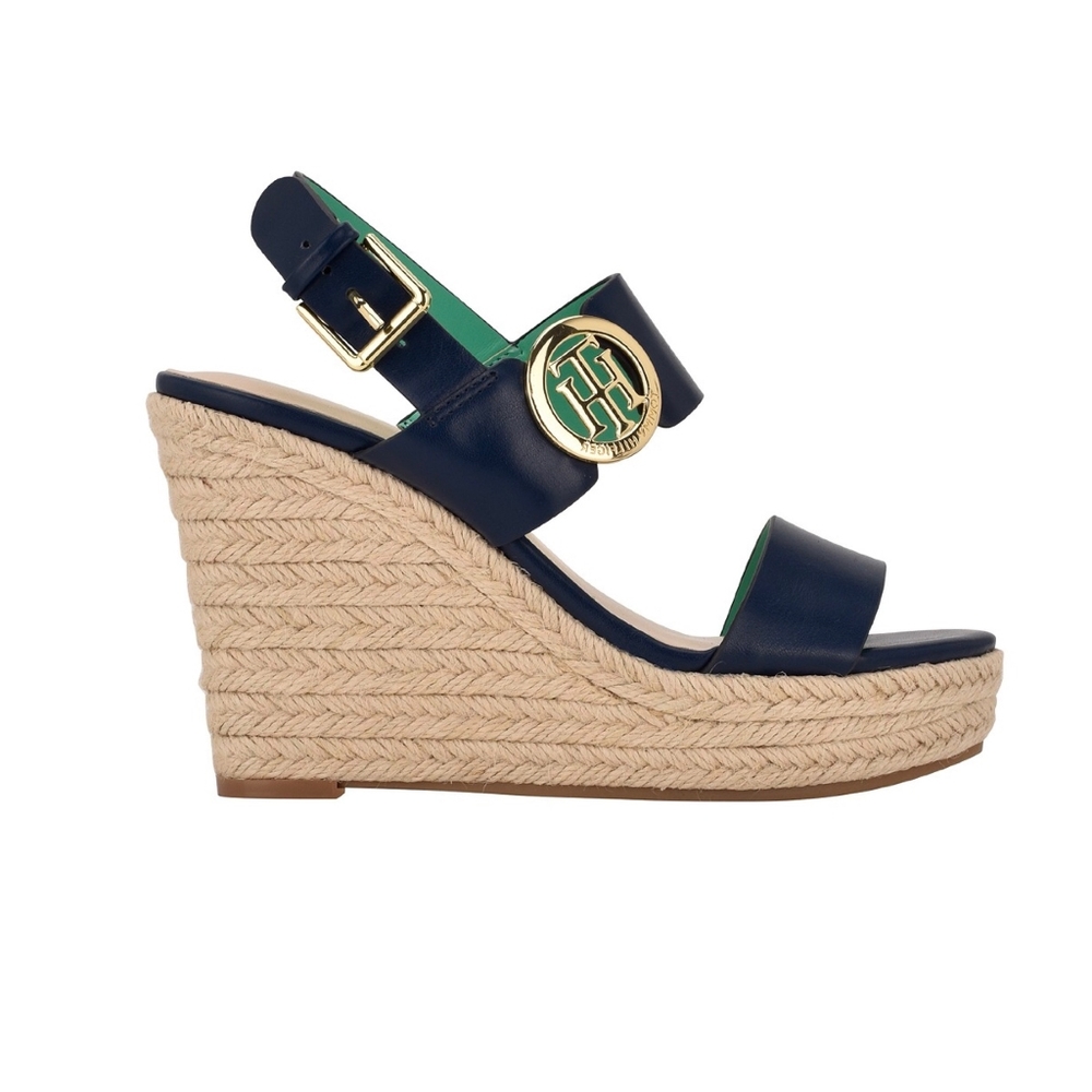 TOMMY HILFIGER Kahdy Navy Blue Espadrille Platform Sandals - Picture 6 of 9